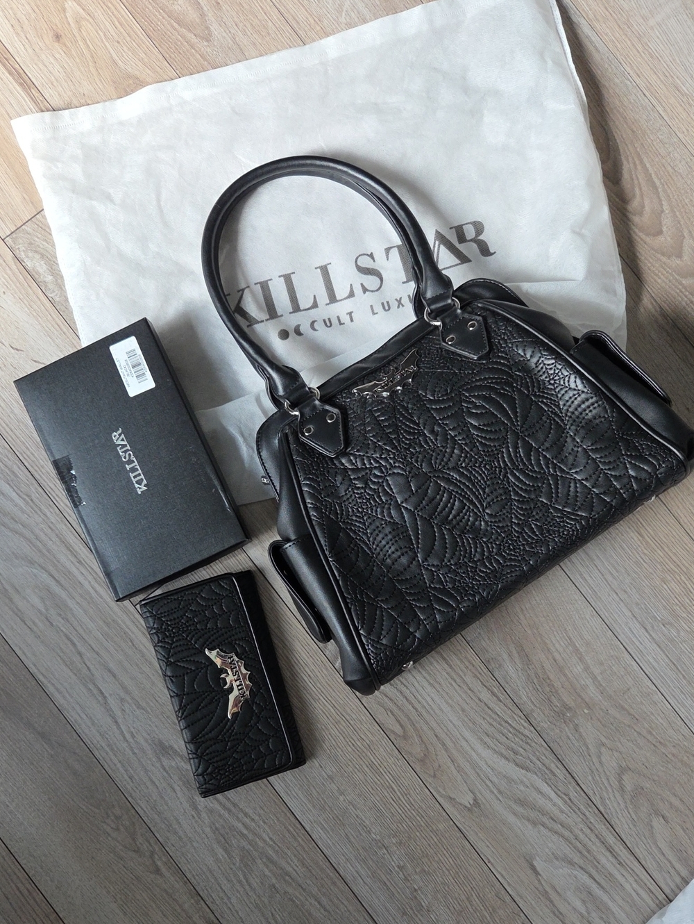 Killstar Webutant Black Quilted Faux Leather Dome Purse And Wallet